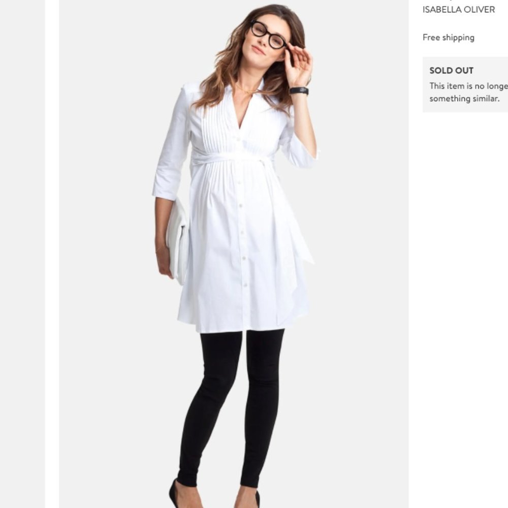 NWOT Isabella Oliver | 'Libby' Pleated Maternity Tunic | White | Size 2